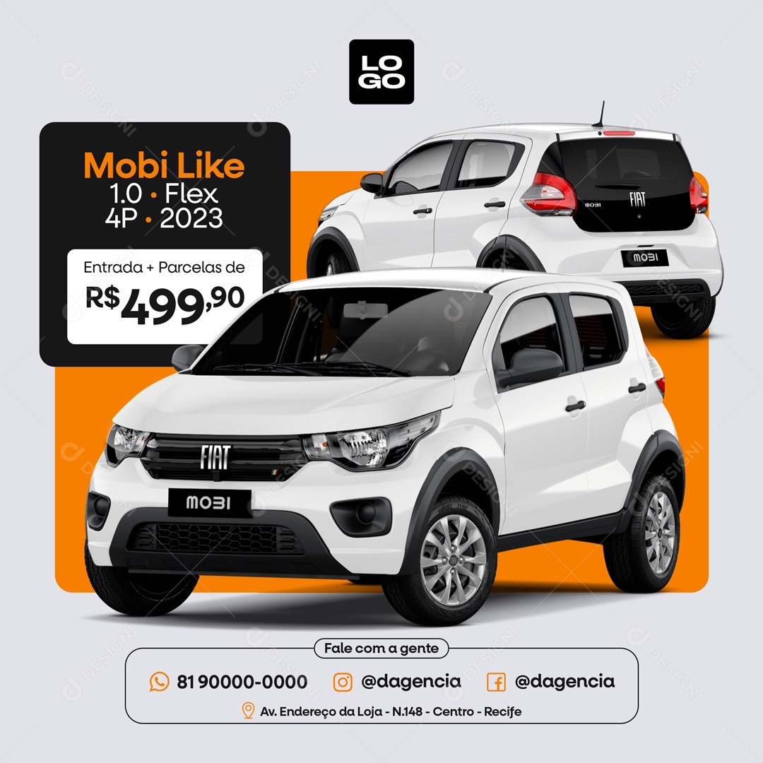 Social Media Concessionaria Venda De Veículos Mobi PSD Editavel