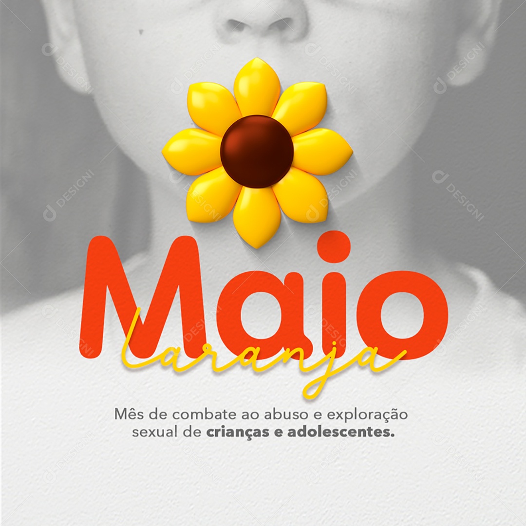 Maio Laranja Mês de Combate Ao Abuso e Exploração Sexual de Crianças e Adolescentes Social Media PSD Editável