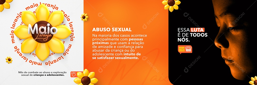Carrossel Maio Laranja Mês de Combate Ao Abuso e Exploração Sexual de Crianças e Adolescentes Social Media PSD Editável