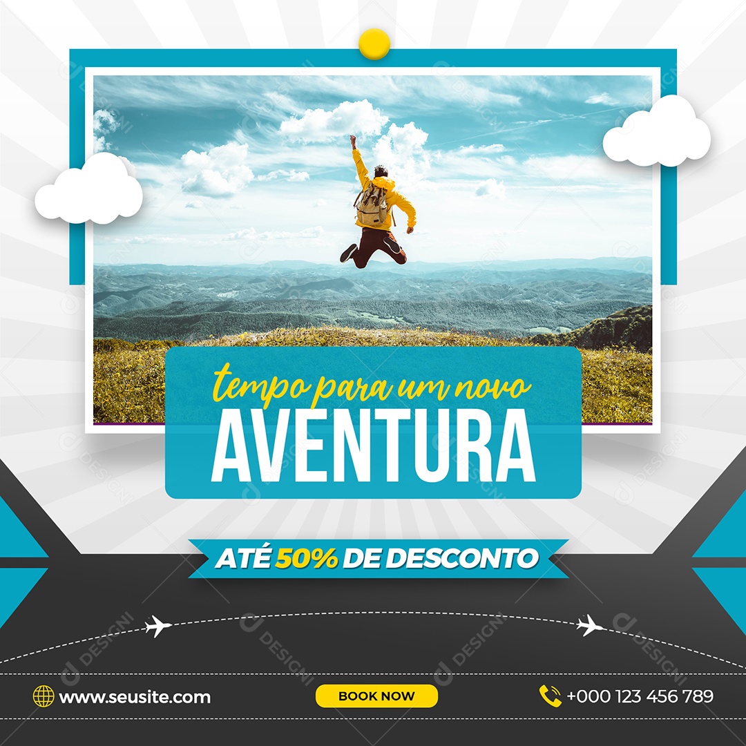 Social Média Tempo Para Um Nova Aventura PSD Editavel