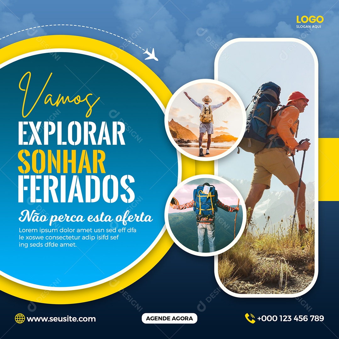 Social Media Vamos Explorar Sonhar Feriados Não Perca Esta Oferta PSD Editavel