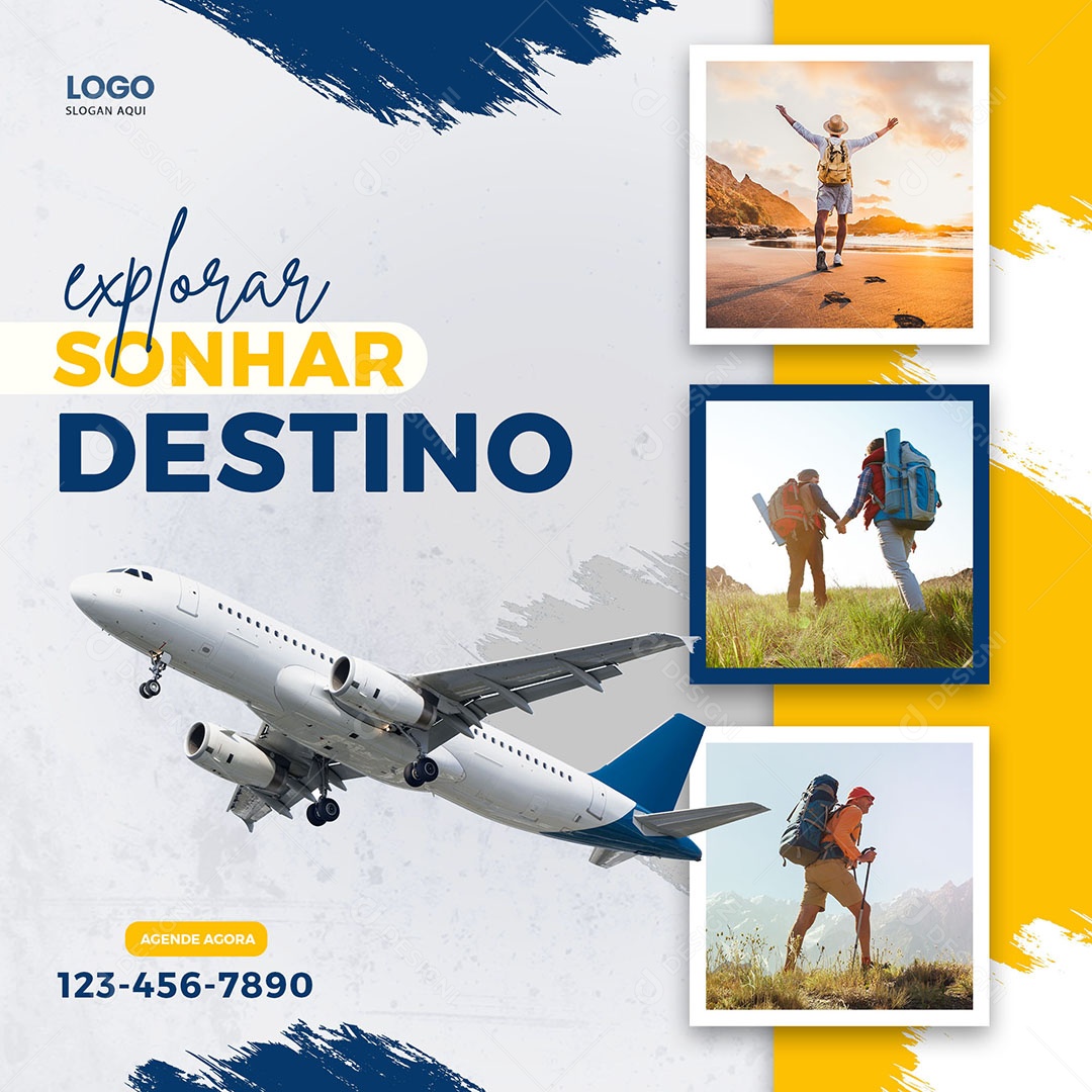 Social Media Explorar Sonhar Destino PSD Editável