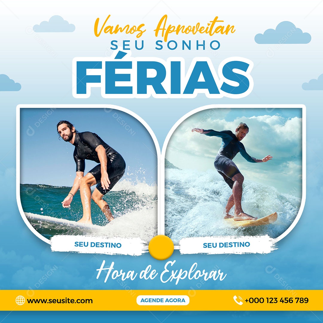 Social Media Vamos Aproveitar Seu Sonho Férias PSD Editavel