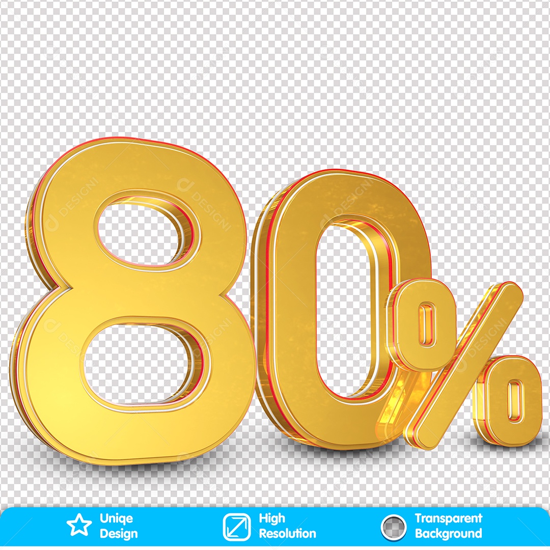 Elemento 3D 80% Para Composição PSD