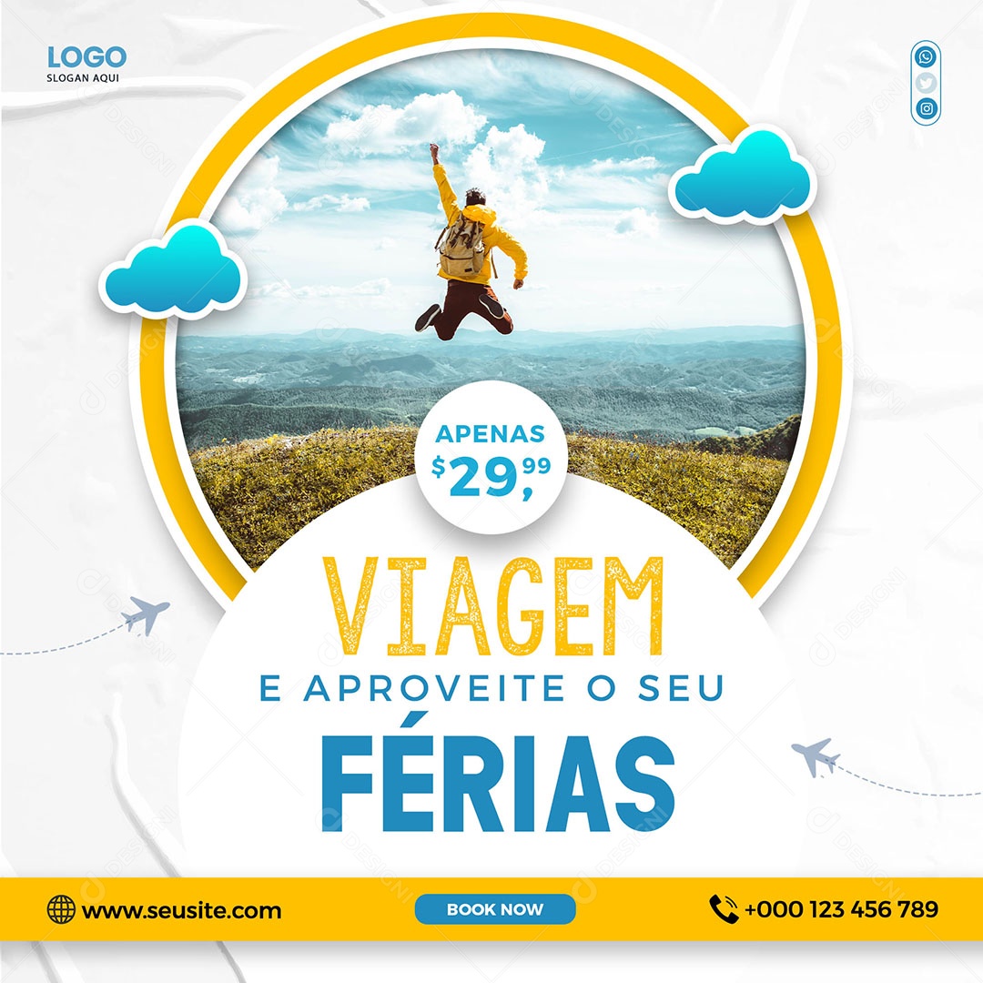 Viagem E Aproveite O Seu Social Media PSD Editável