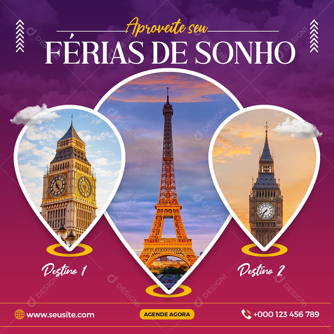 Social Media Férias De Sonho PSD Editável