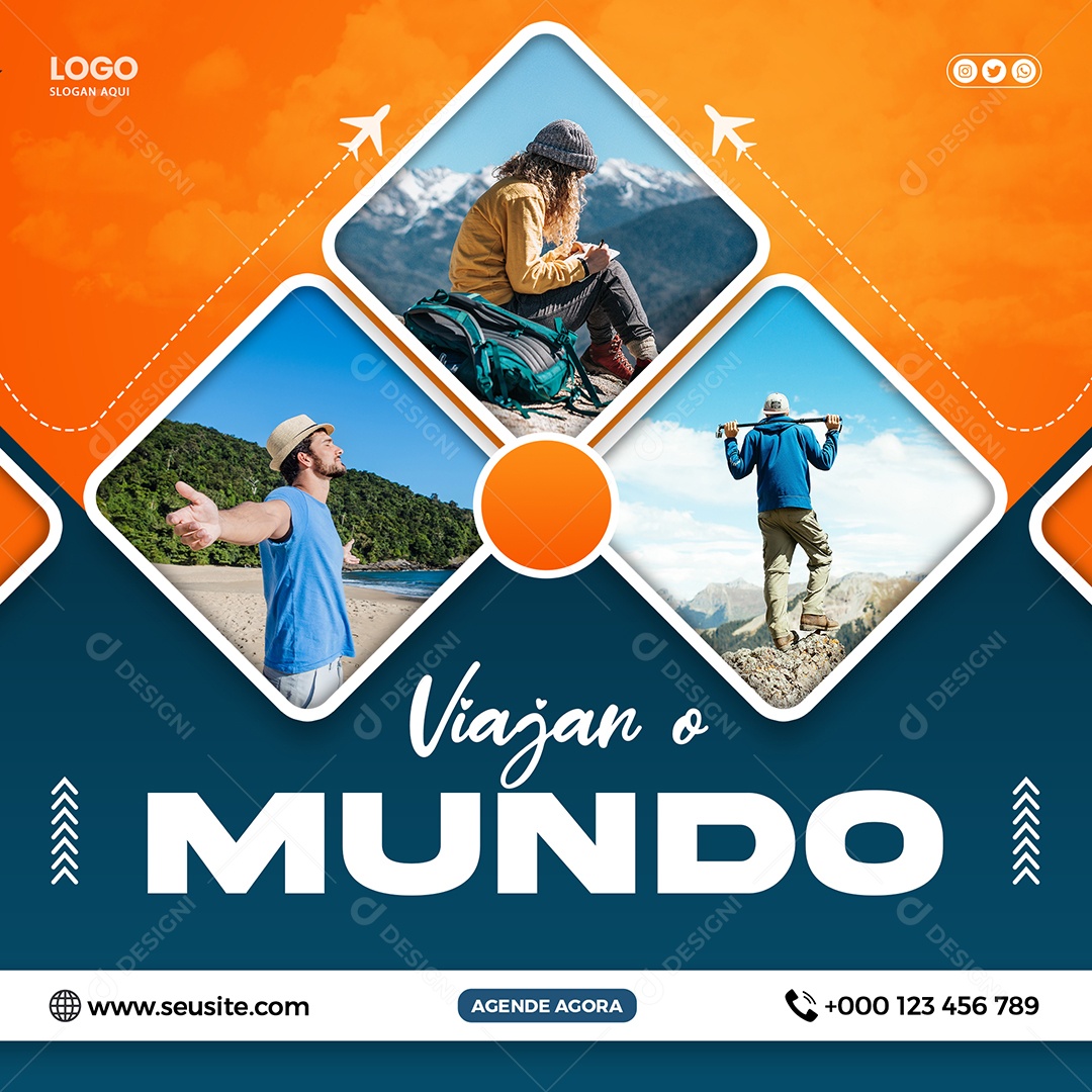 Social Media Viajar o Mundo PSD Editavel