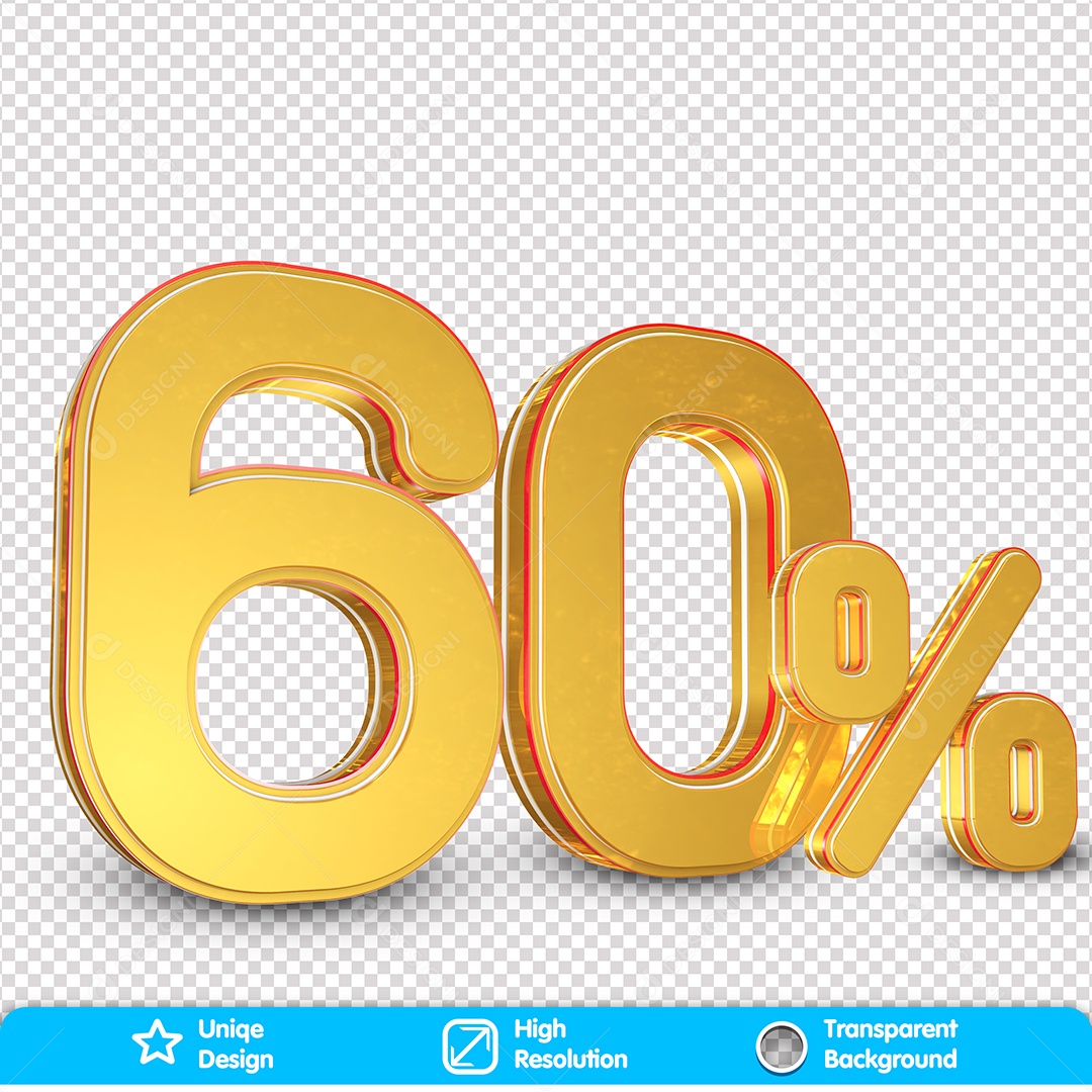 Elemento 3D 60% Para Composição PSD