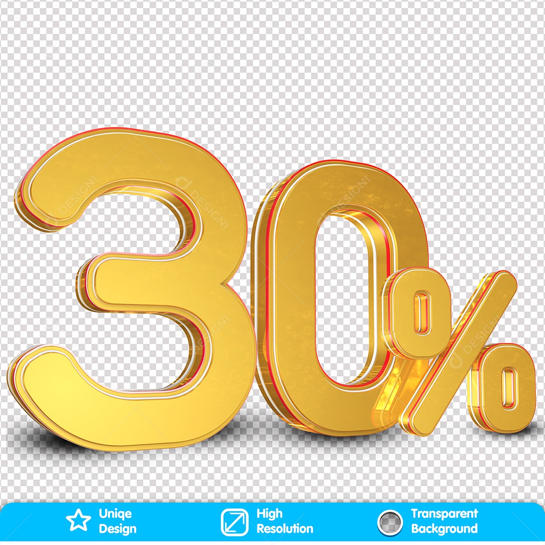 Elemento 3D 30% Para Composição PSD