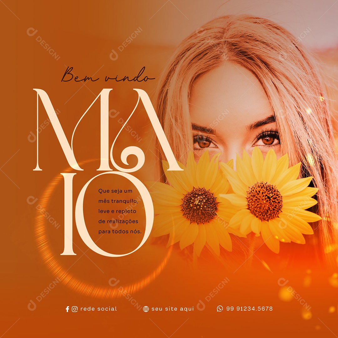 Bem Vindo Maio Que Seja um Mês Tranquilo, Leve e Repleto de Realizações Para Todos Nós Social Media PSD Editável
