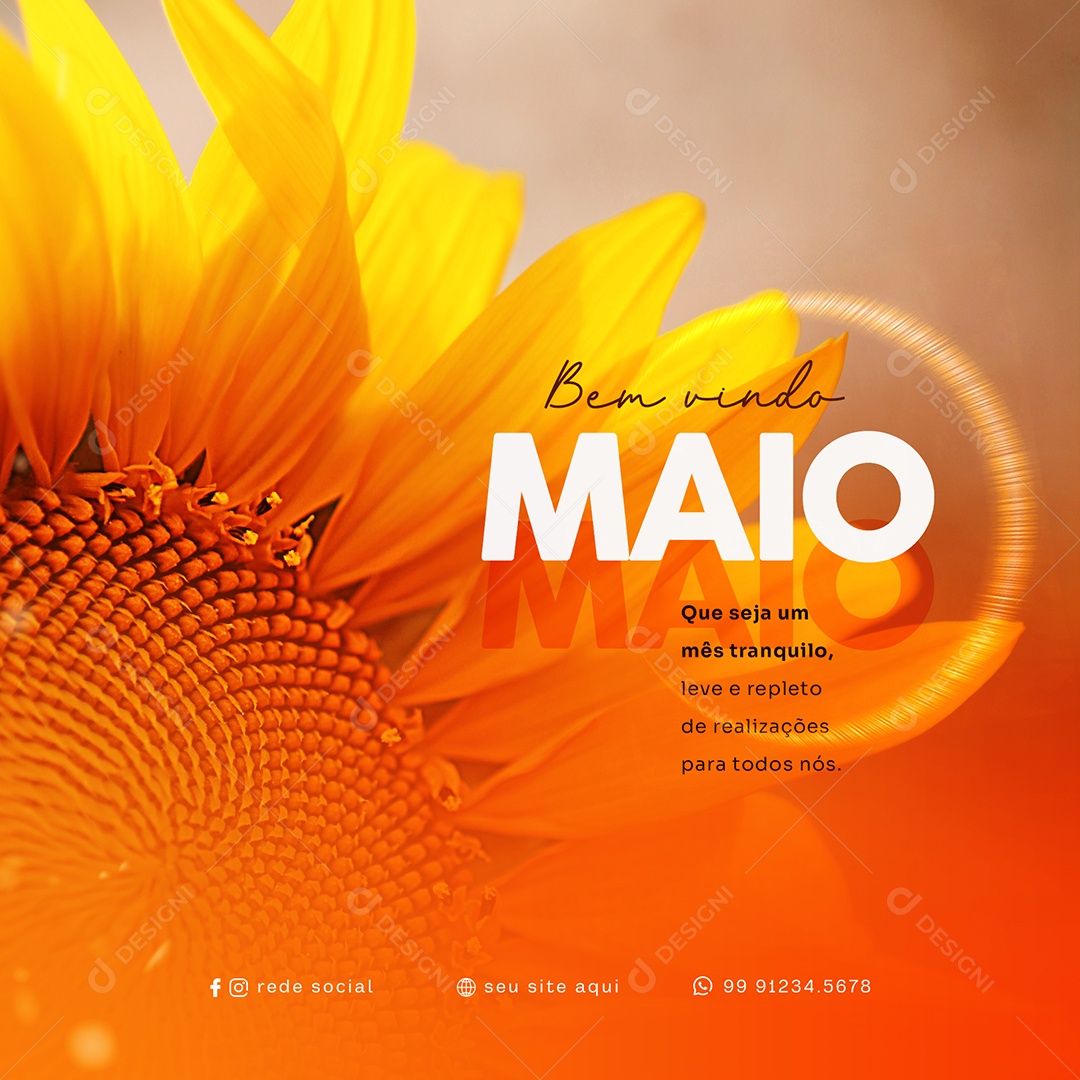 Bem Vindo Maio Que Seja um Mês Tranquilo, Leve e Repleto de Realizações Para Todos Nós Social Media PSD Editável