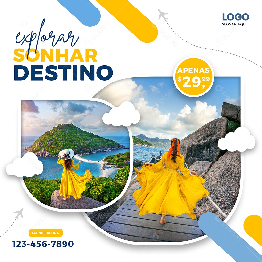 Social Media explorar Sonhar Destino PSD Editável