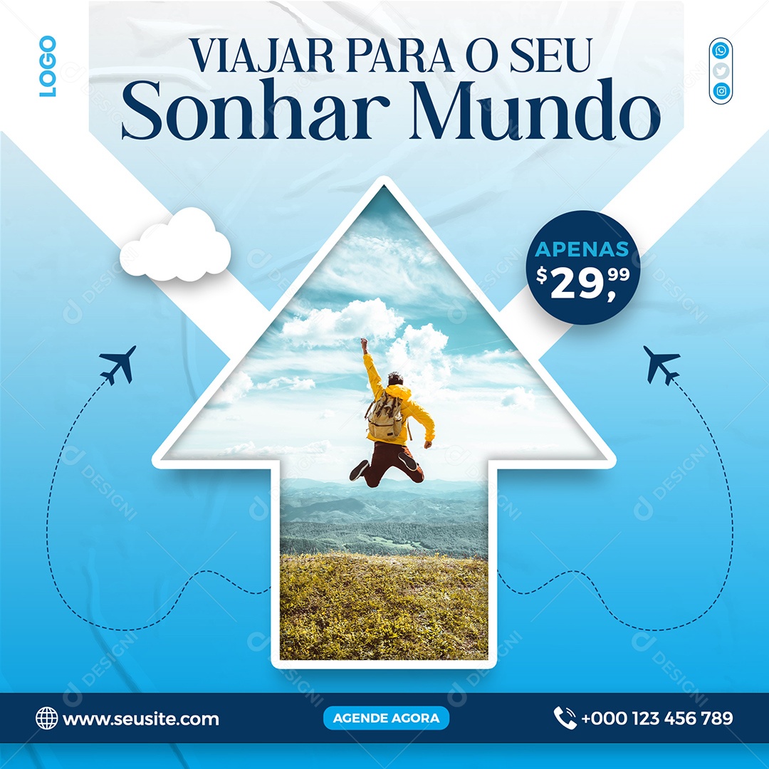 Viajar Para Seu Sonhar Social Media PSD Editável