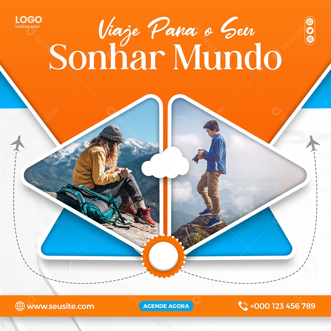 Social Media Viajar Para Seu Sonhar PSD Editável
