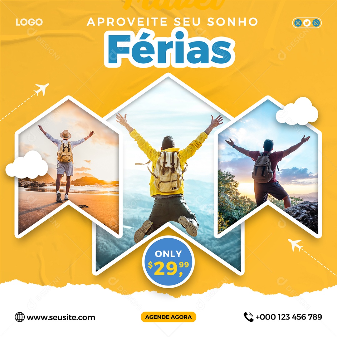 Social Media Férias Viagem PSD Editável