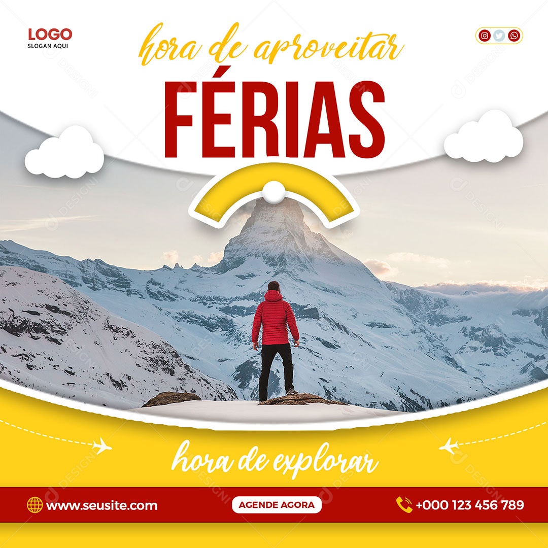 Hora De Aproveitar Férias Social Media PSD Editável