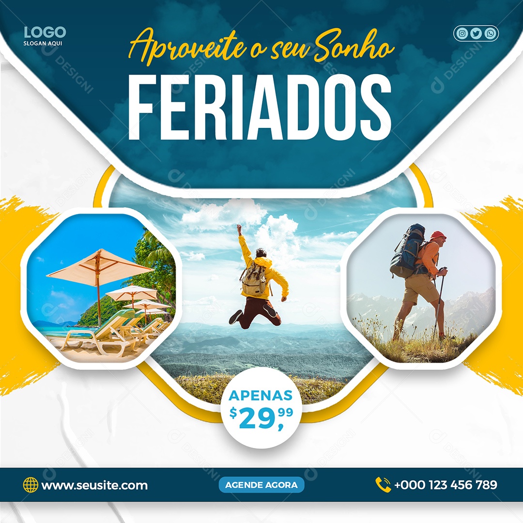 Social Media Aproveite Seu Sonho Viagens PSD Editável