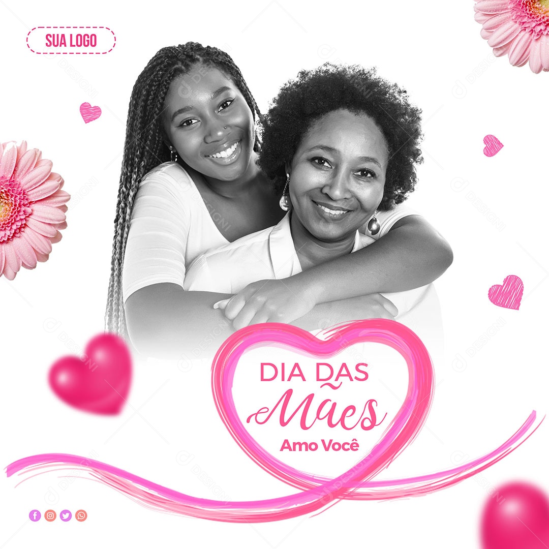 Social Media Dia Das Mães Amo Você PSD Editável