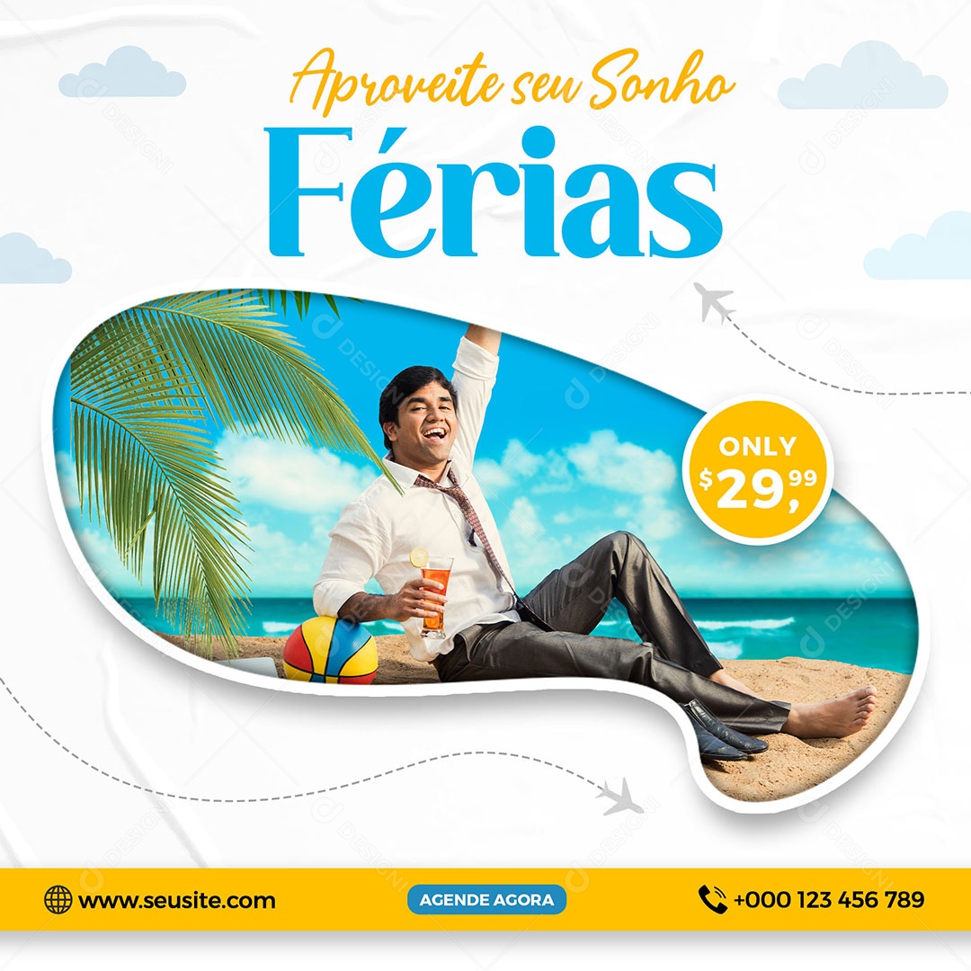 Social Media Aproveite Suas Férias PSD Editável