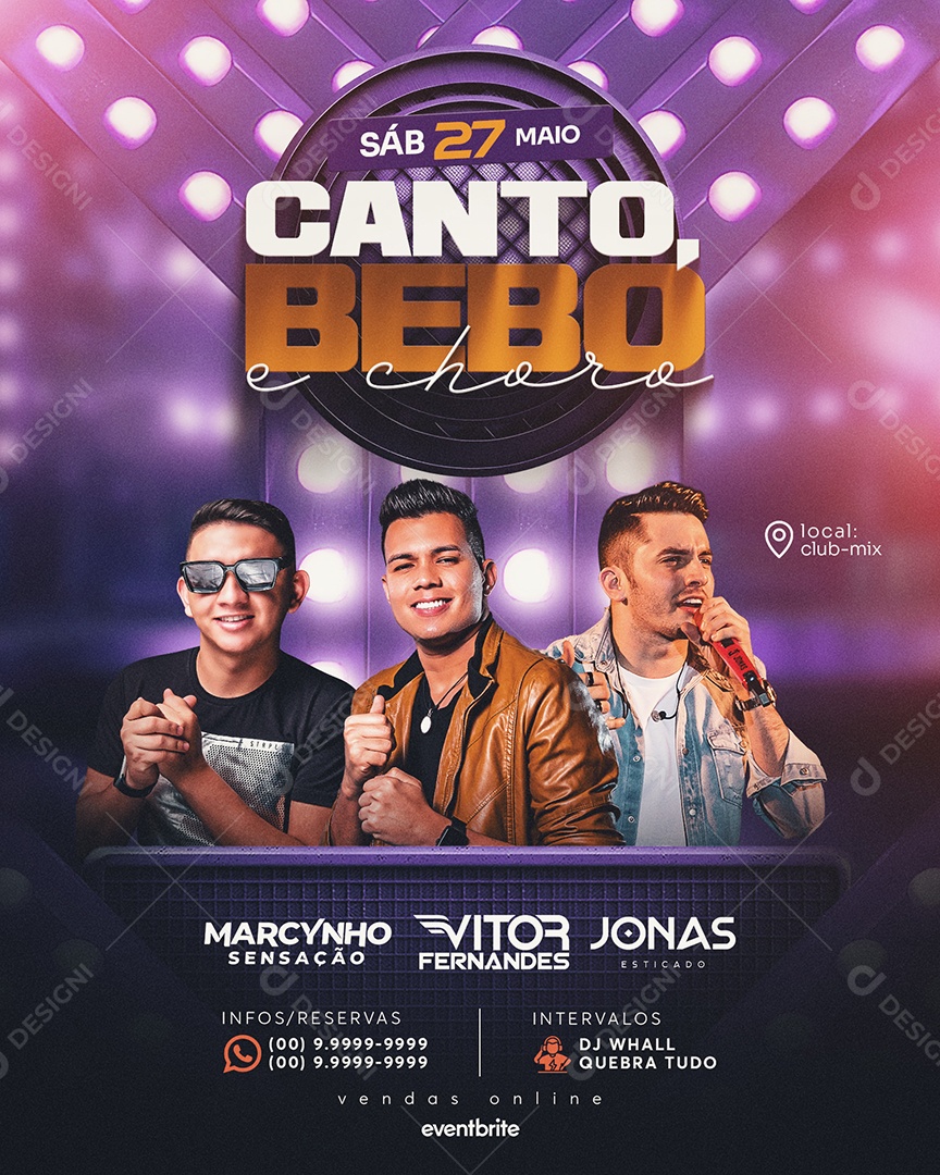 Flyer Canto Bebo e Choro Social Media PSD Editável