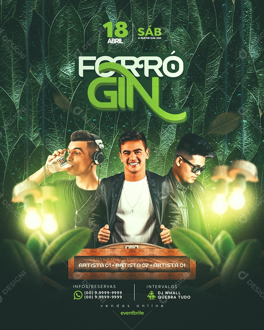 Flyer Forró Gin Social Media PSD Editável