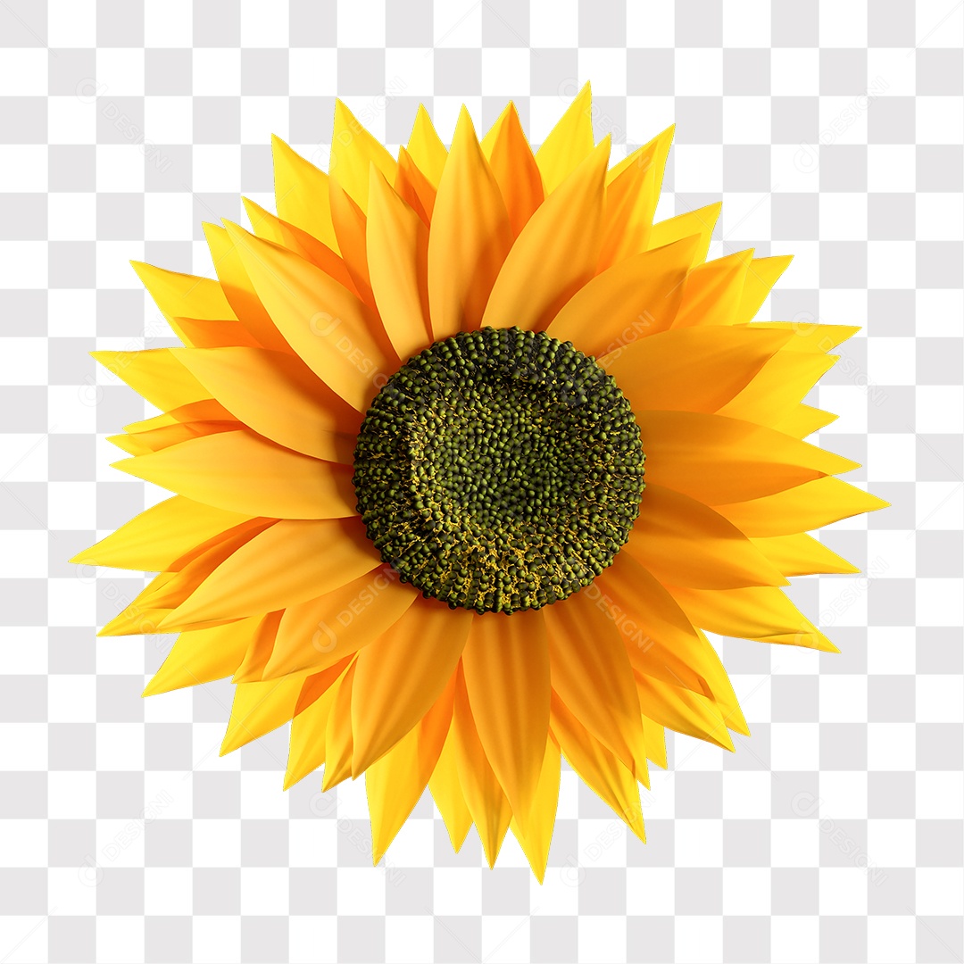 Elemento 3D Girassol Para Composição PNG Transparente