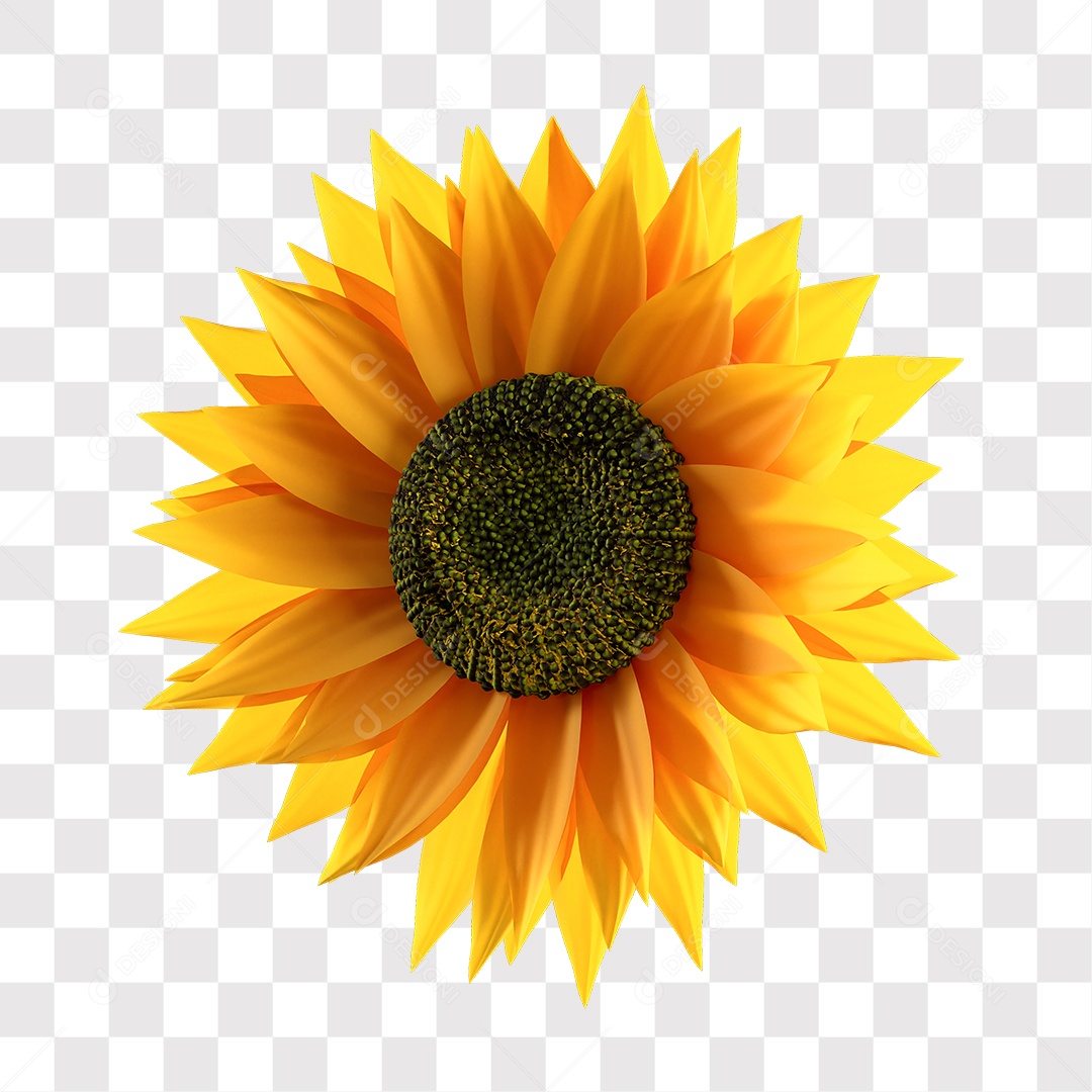 Elemento 3D Girassol Para Composição PNG Transparente