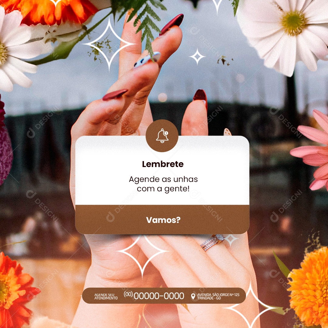 Lembrete Manicure Social Media PSD Editável