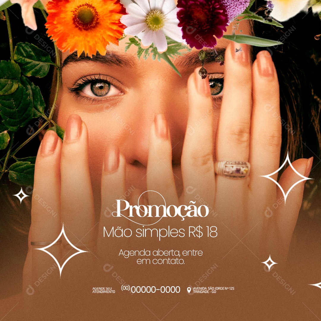 Promoção Mão Simples Manicure Social Media PSD Editável