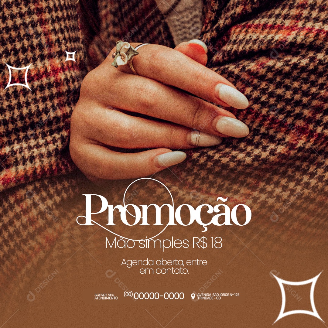 Promoção Mão Simples Manicure Social Media PSD Editável