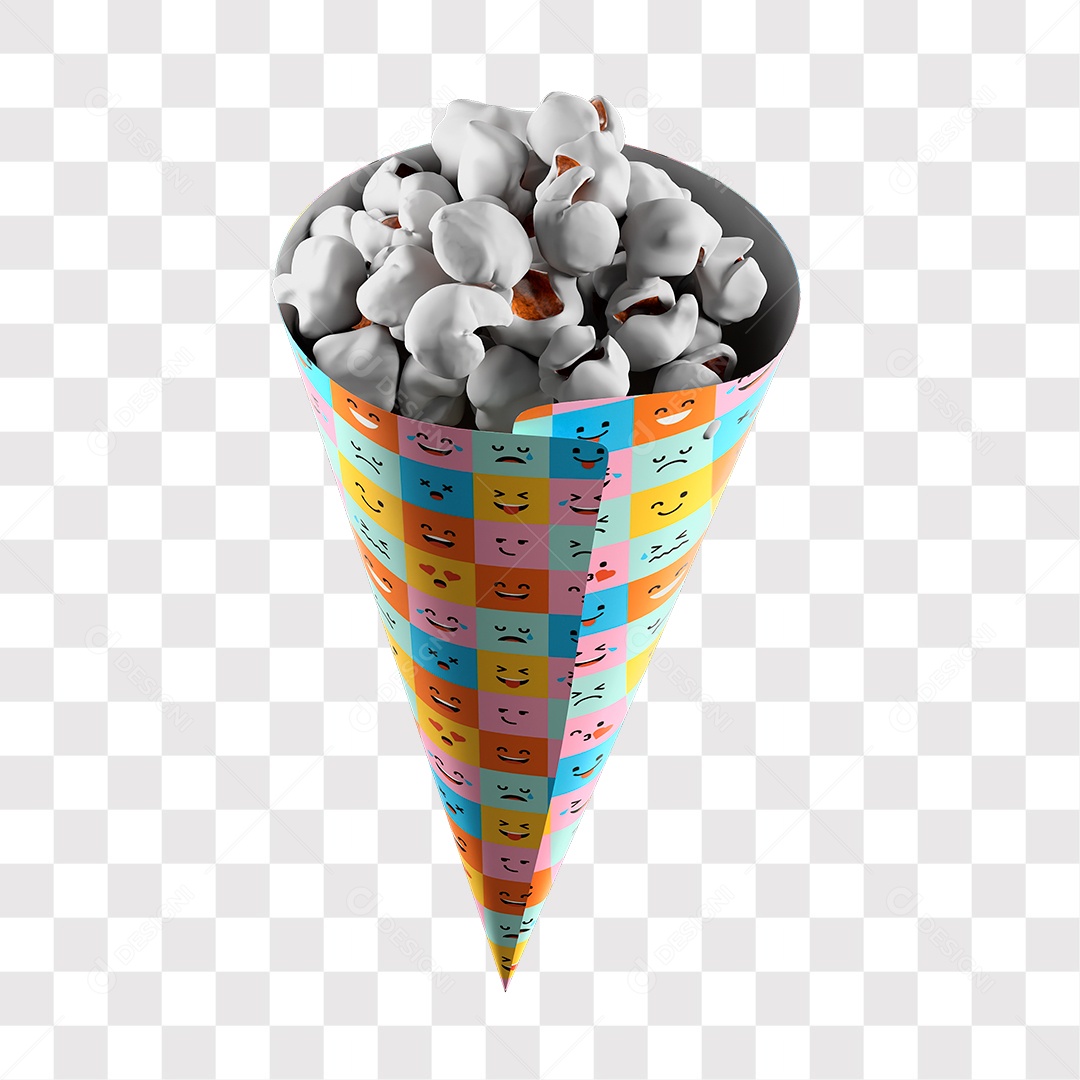 Pipoca Em Pacote De Desenhos Elemento 3D PNG Transparente