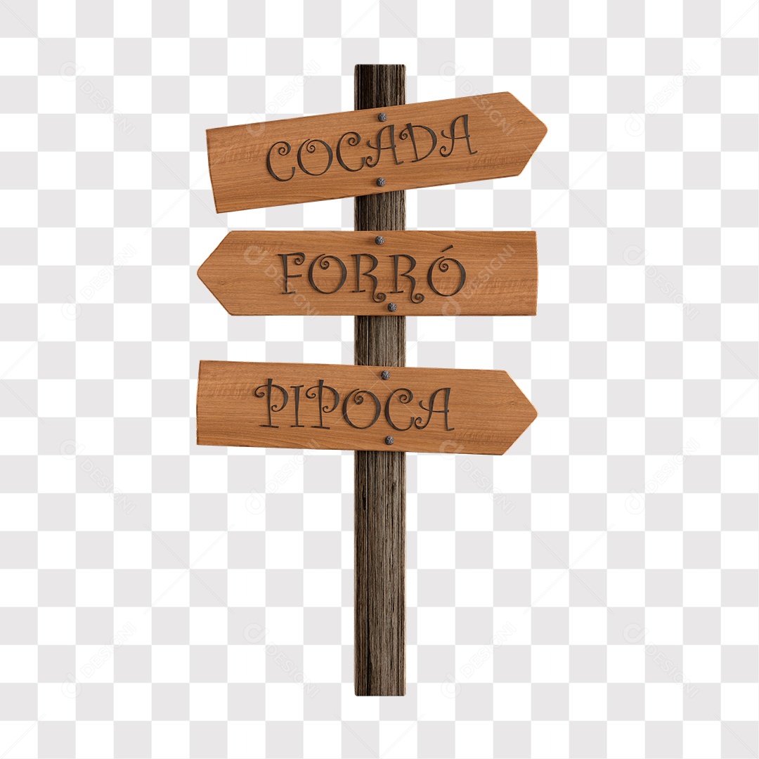 Placas De Madeira Indicativas Elemento 3D PNG Transparente