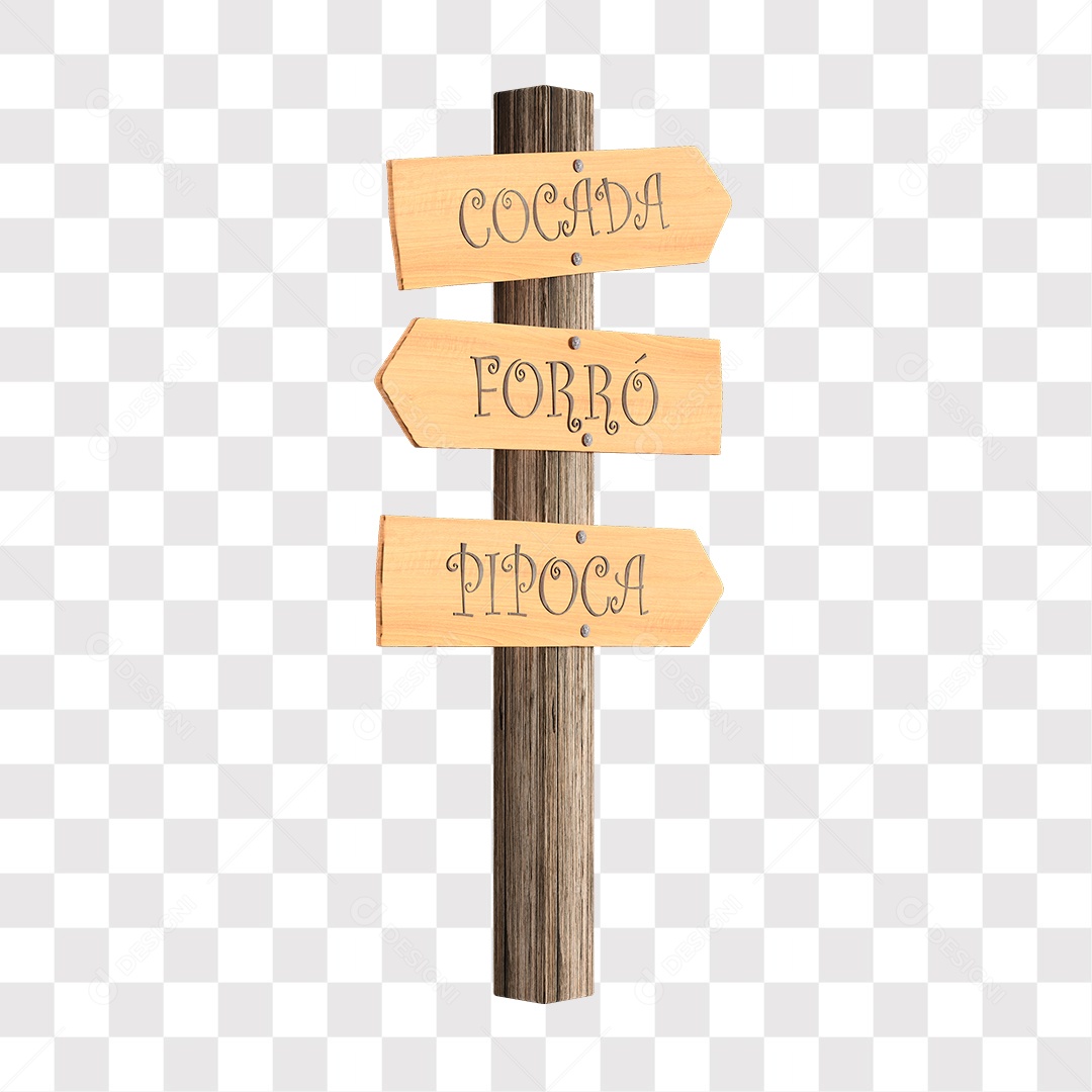 Placas De Madeira Indicativas Elemento 3D PNG Transparente