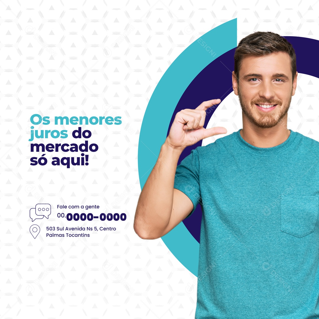 Os Menores Juros do Mercado Só Aqui! Financiamento de Veículos Social Media PSD Editável