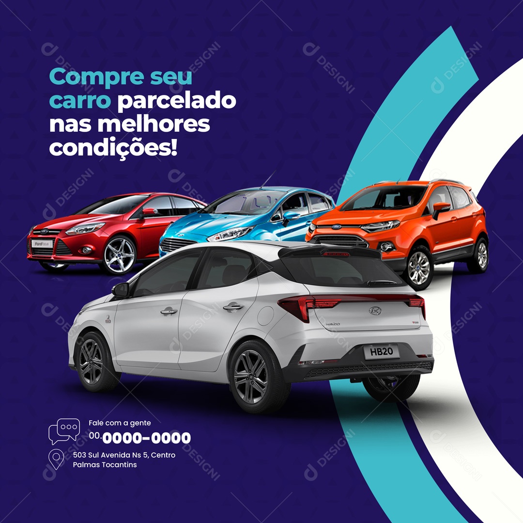 Compre Seu Carro Parcelado nas Melhores Condições! Financiamento de Veículos Social Media PSD Editável