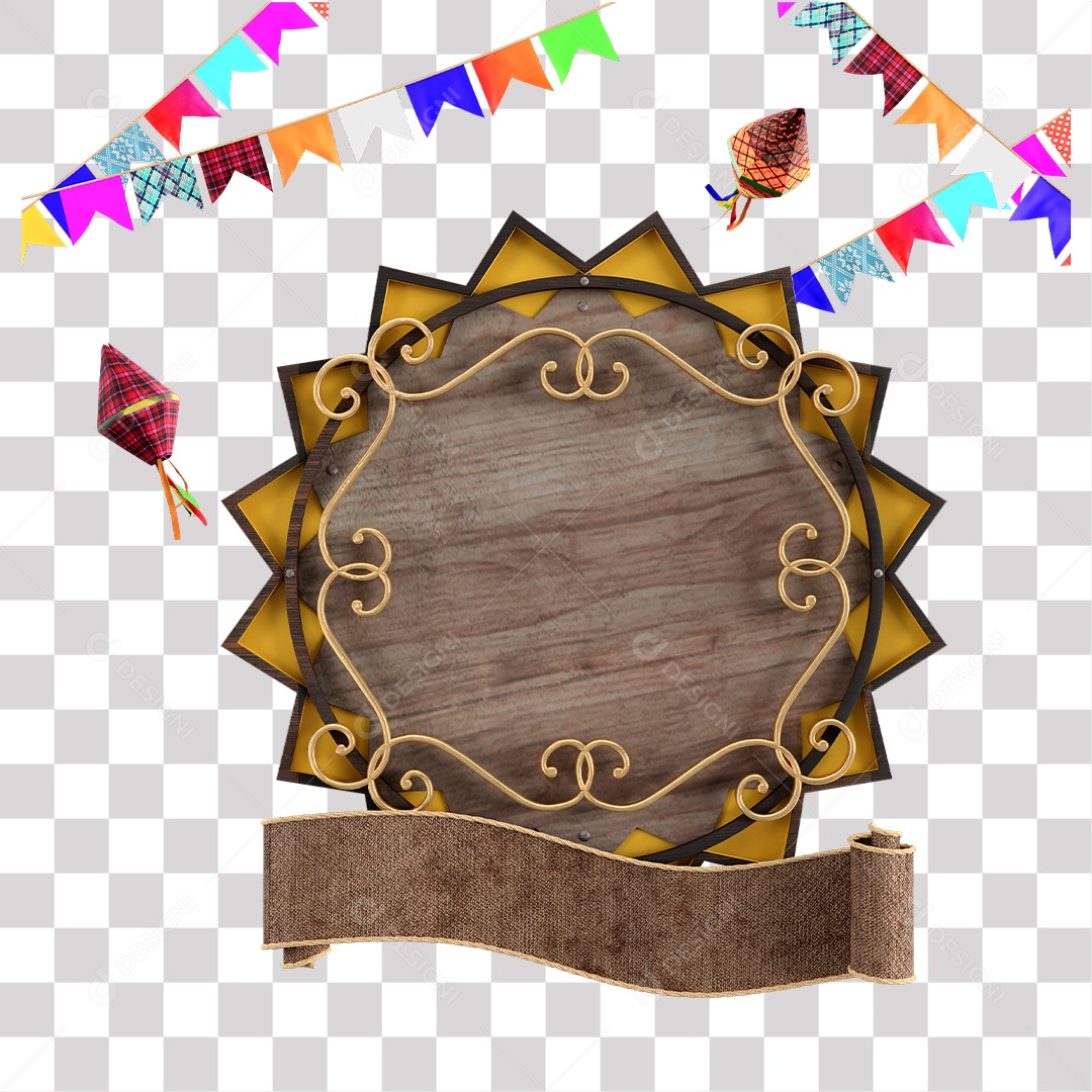 Painel De Festa Junina Elemento 3D De São João Para Composição PNG Transparente