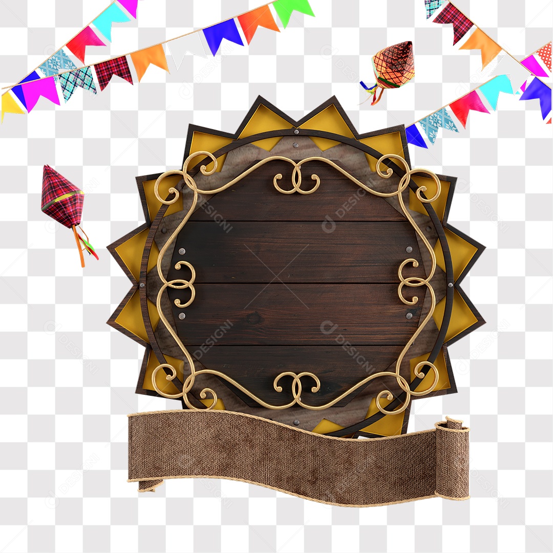 Painel De Festa Junina Elemento 3D De São João Para Composição PNG Transparente