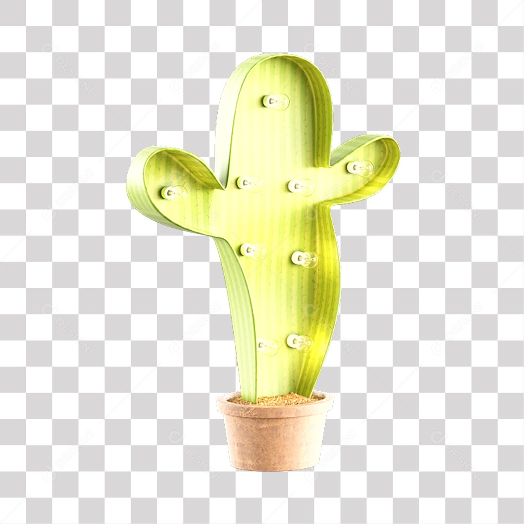 Cacto Elemento 3D De São João Para Composição PNG Transparente