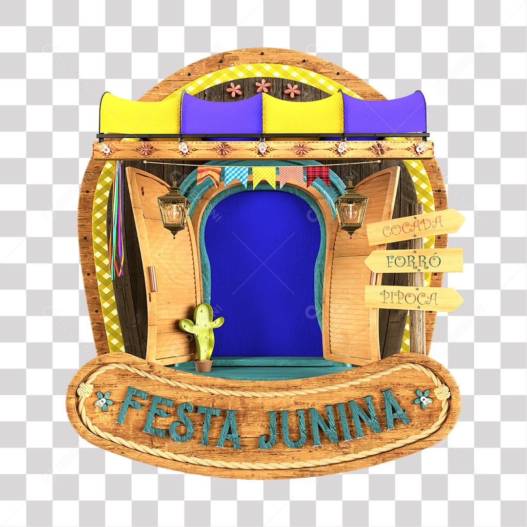 Festa Junina Selo 3D Para Composição PNG Transparente