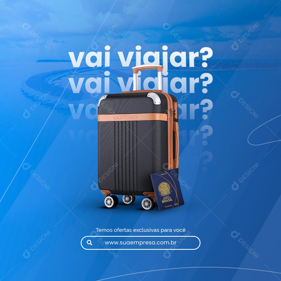 Vai Viajar? Temos Ofertas Exclusivas Para Você Agência de Viagens Social Media PSD Editável