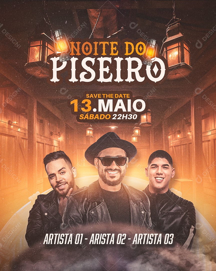 Flyer Noite do Piseiro 13 de Maio Social Media PSD Eitável