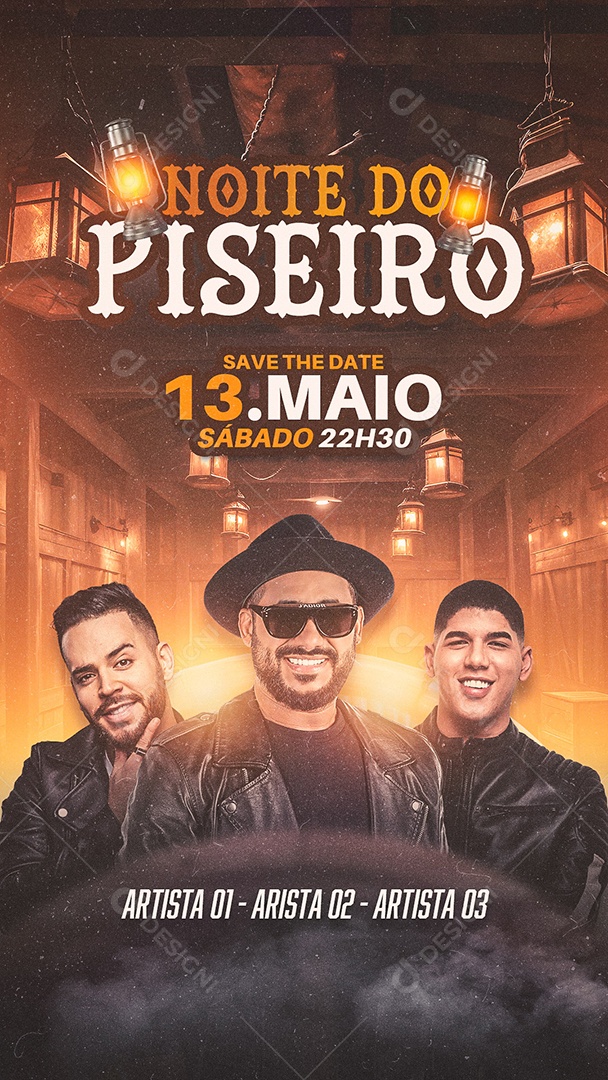 Flyer Noite do Piseiro 13 de Maio Story Social Media PSD Eitável