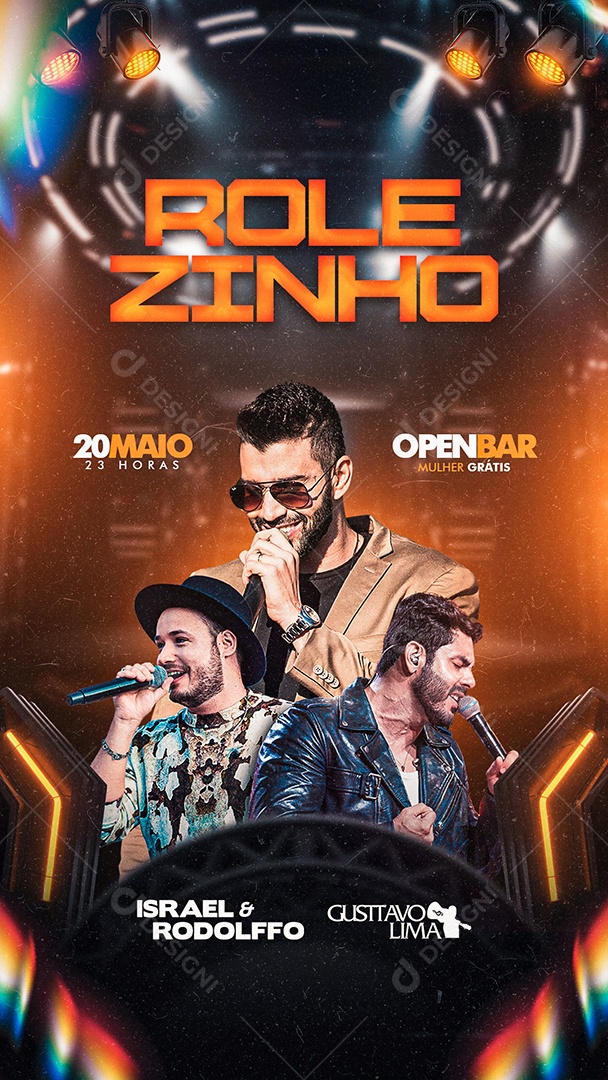 Flyer Show Israel e Rodolffo e Gustavo Lima Story Social Media PSD Editável