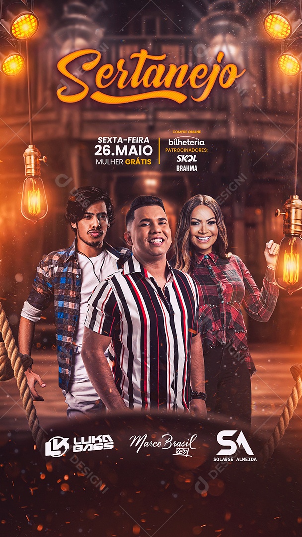 Flyer Show Sertanejo Cantores Story Social Media PSD Editável