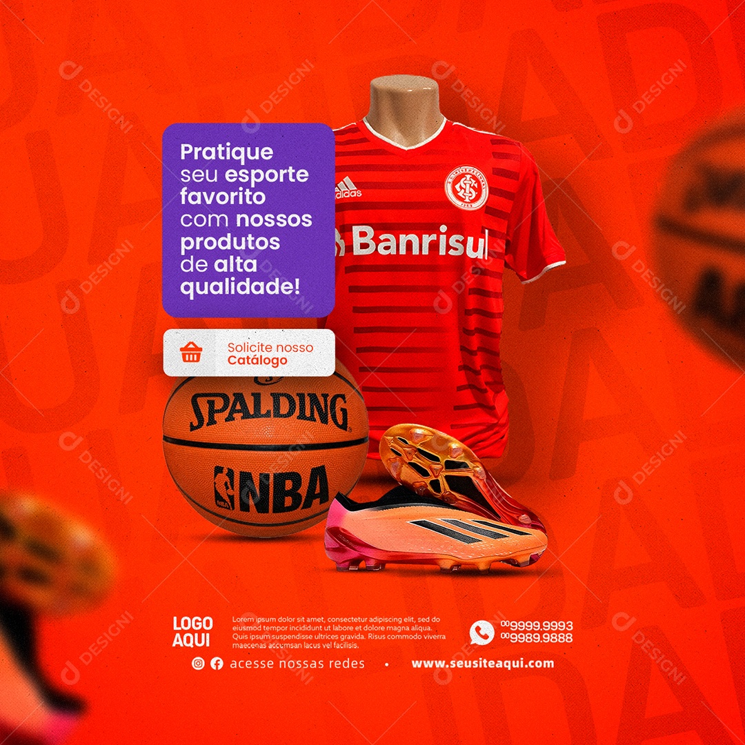 Pratique Seu Esporte Favorito Artigos Esportivos Social Media PSD Editável