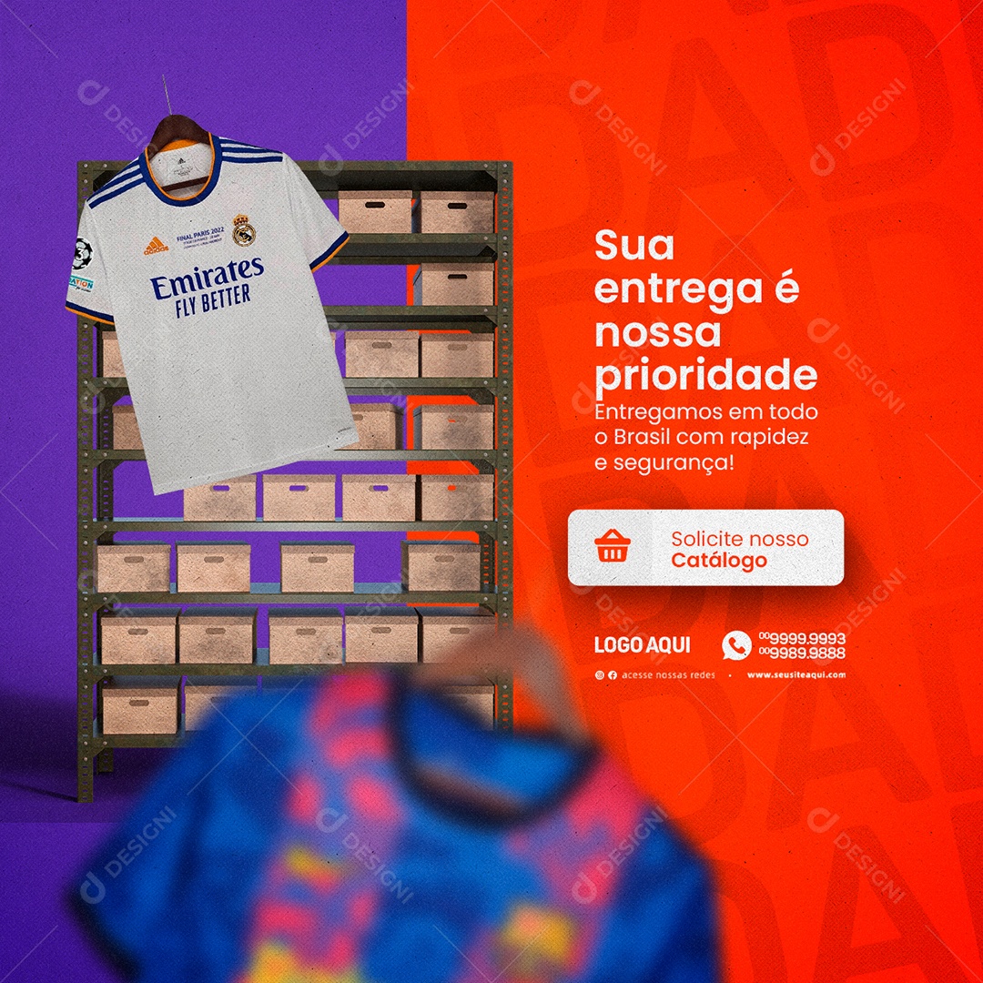 Sua Entrega é Nossa Prioridade Artigos Esportivos Social Media PSD Editável