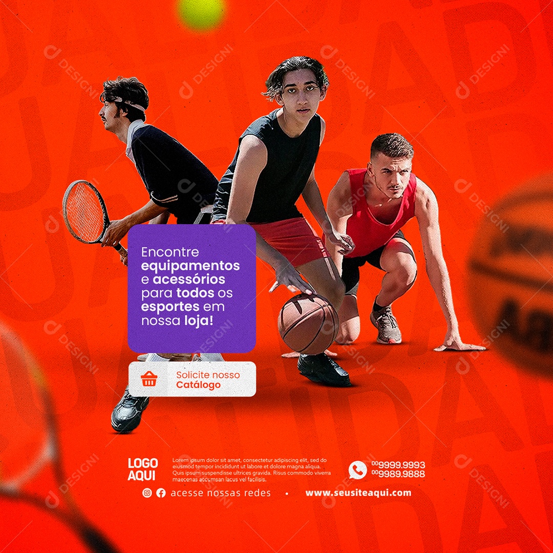 Encontre Equipamentos e Acessórios Artigos Esportivos Social Media PSD Editável