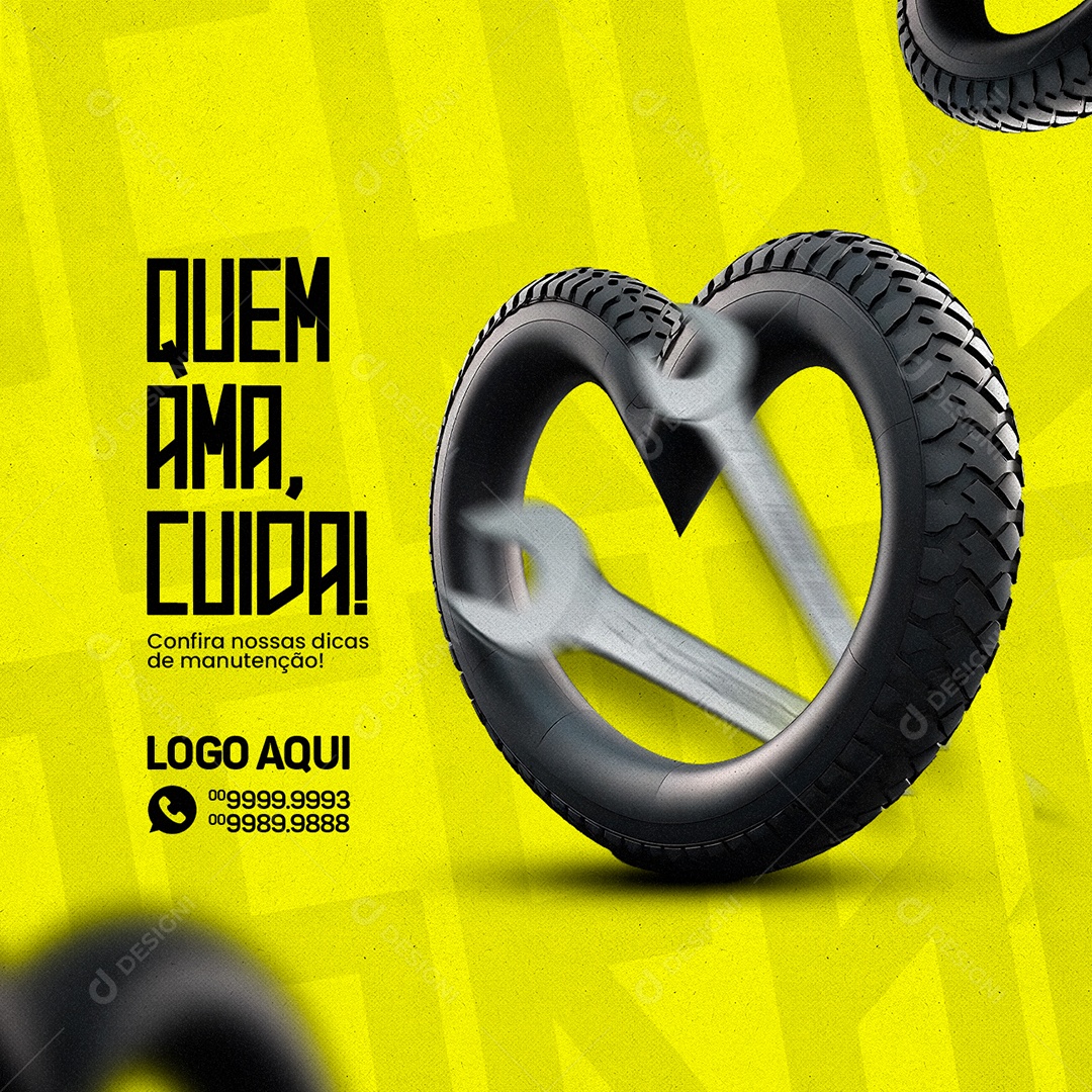 Quem Ama Cuida Bicicletaria Social Media PSD Editável