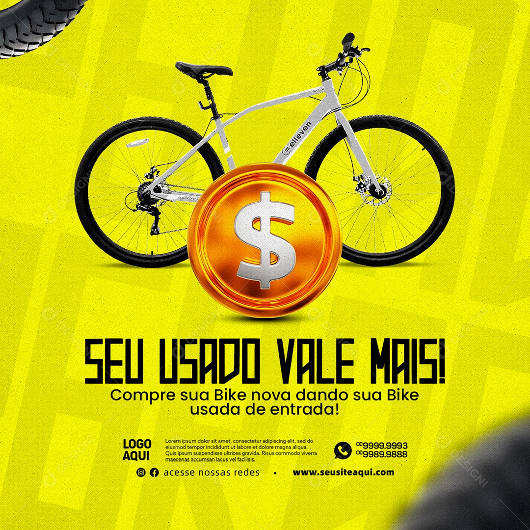 Seu Usado Vale Mais Bicicletaria Social Media PSD Editável