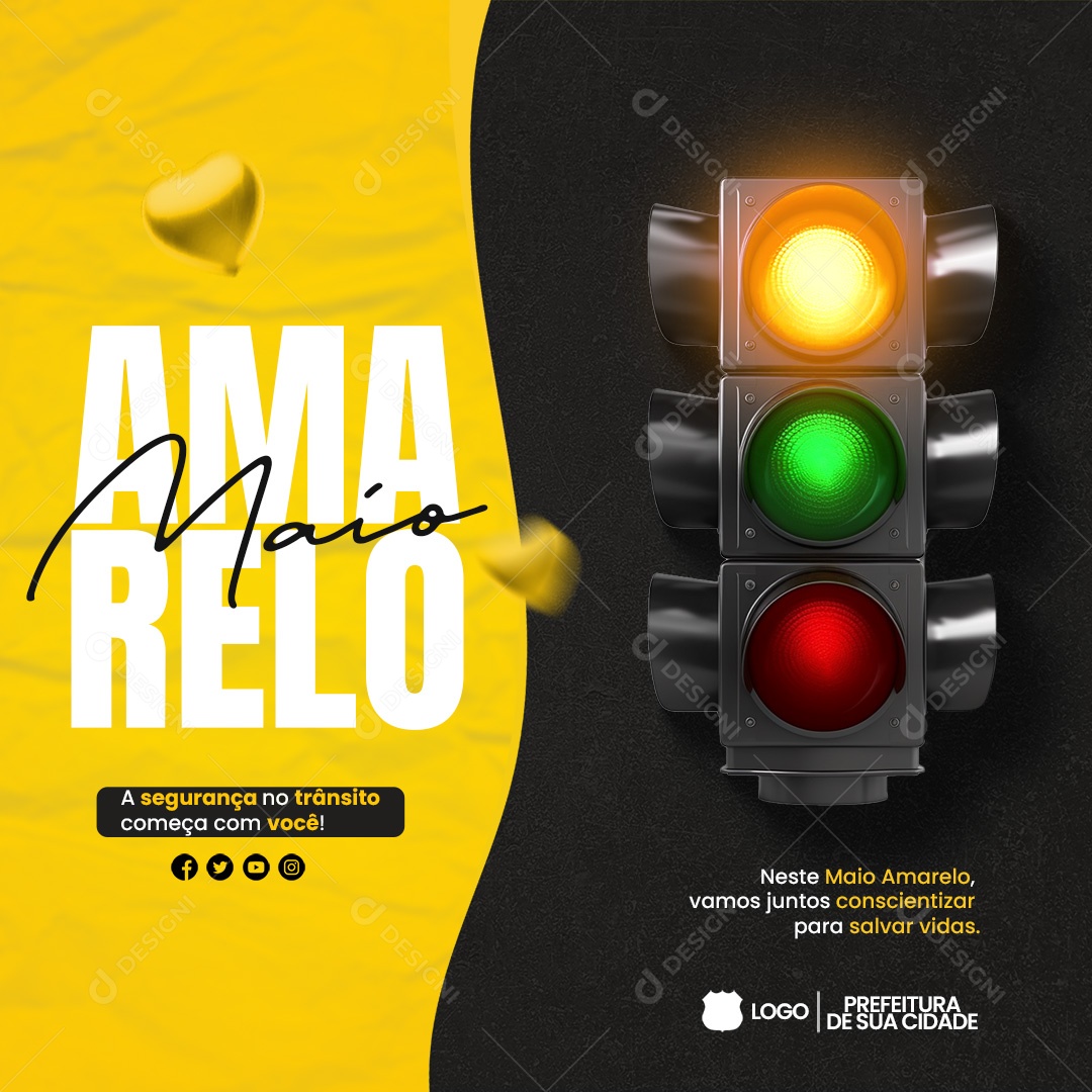 Social Media Maio Amarelo a Segurança No Transito Começa Com Você PSD Editável